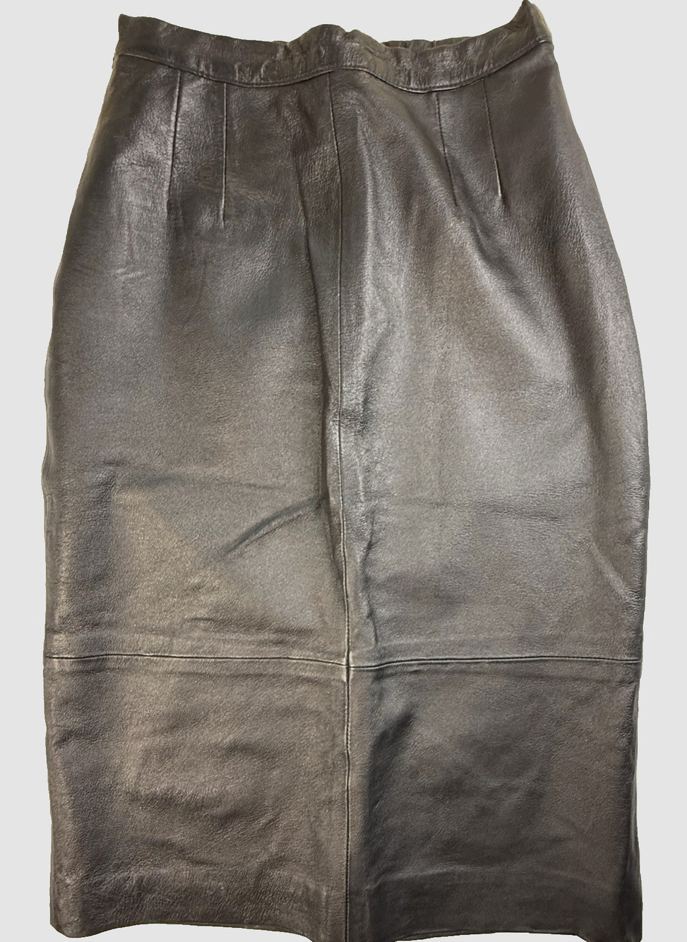 Vtg Atlantic Beach Black genuine leather pencil skirt small high waist 80s 90s